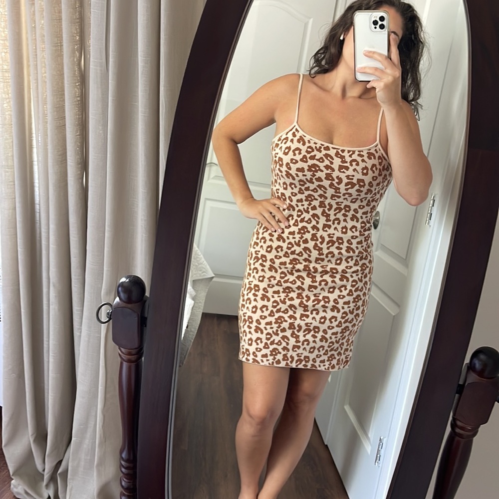 Camel Animal Sweater Mini Dress NWT